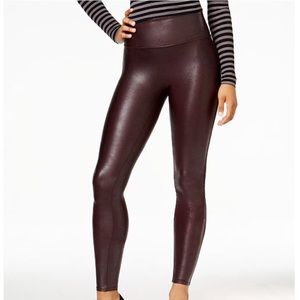 Wine-colored Spanx leggings